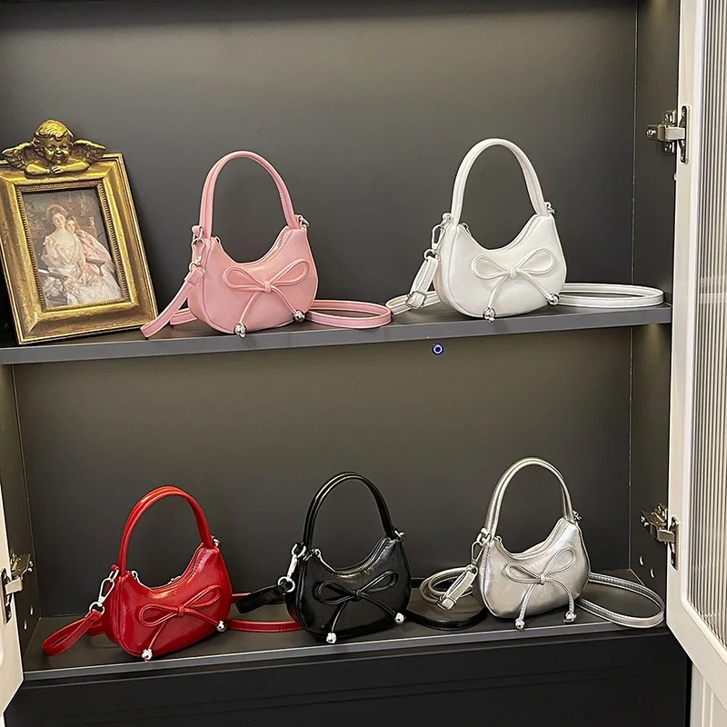 

Fashion Mini Handheld Underarm Bag - Stylish Bowknot Girls' Mini Crossbody Coin Purse Clutch Bag