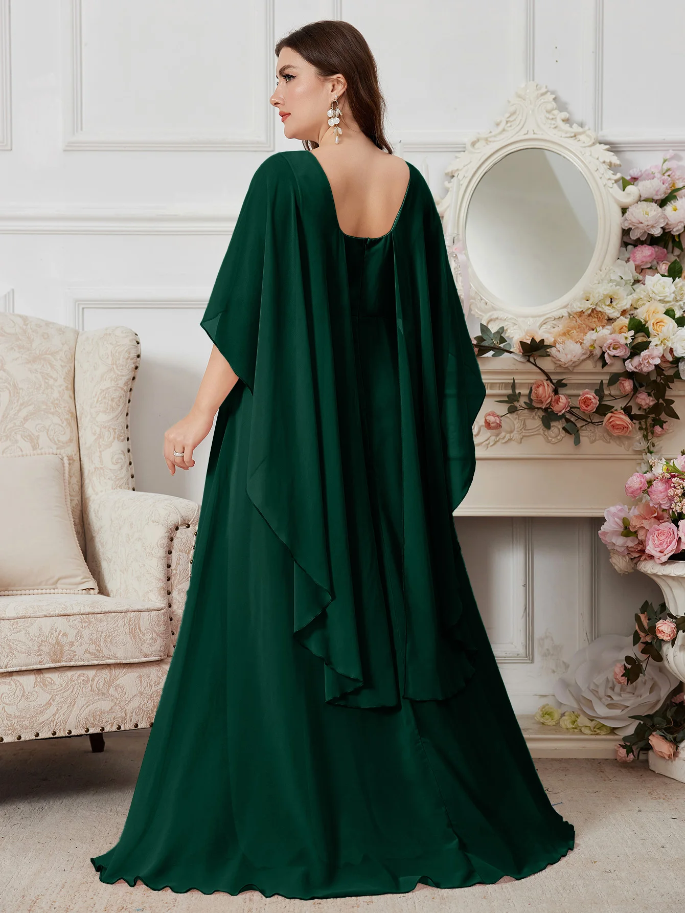 UNITHORSE Rosa Abendkleid Rundhals - alternate angle