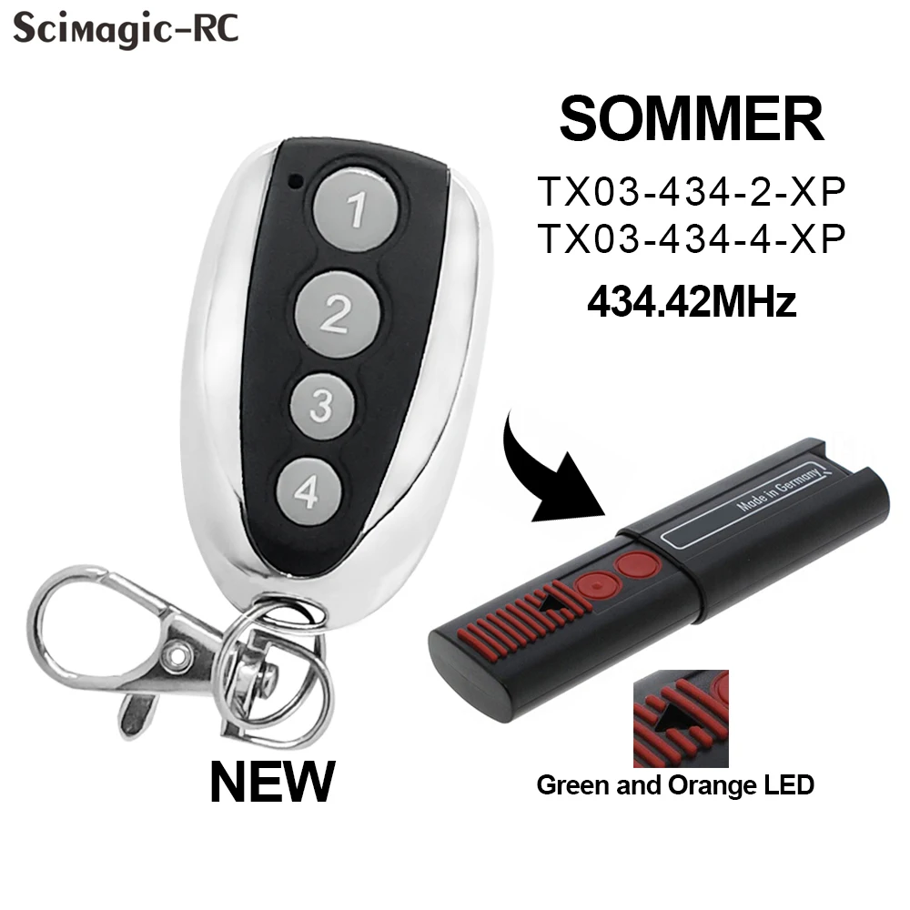 Command 434.42 MHz SOMMER TX03-434-4-XP TX03-434-2-XP Garage Door Remote Control Rolling Code Door Opener Compatible Keychain