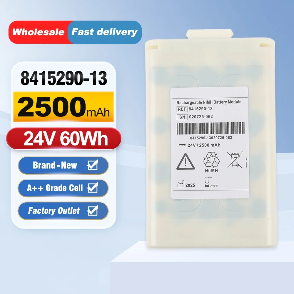 

Аккумулятор NiMH перезаряжаемый 8415290-13 8415290-11 для Drager Evita V300 V500 VN500 Veltilator 020725-062, REF 8415290-13, SN 0207
