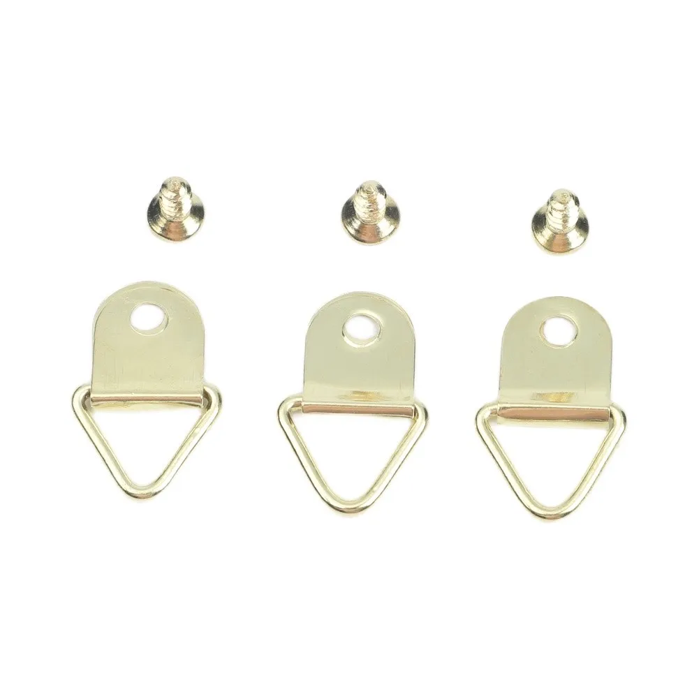 100pcs Triangle D Ring Frame Hooks with Screws for Attaching Photos Paintings Posters Mirrors and Wall Clocks to Walls