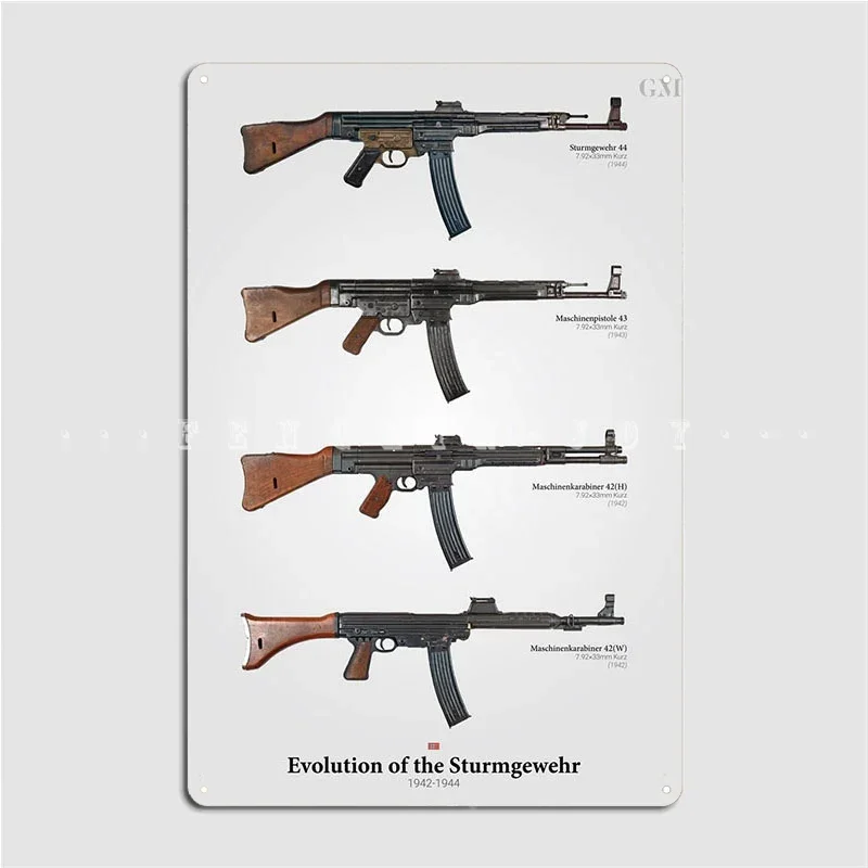 Sturmgewehr Evolution Metal Sign Bar Cave Cinema Garage Classic Wall Decor Tin Sign Posters
