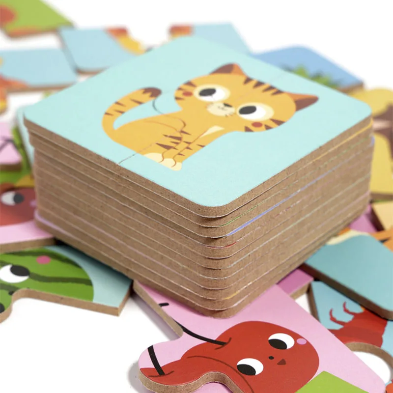 Montessori Form Passenden Brettspiel Holz Finden Schatten Passenden Bilder Tier Obst Blöcke Puzzles Pädagogisches Spielzeug Für Kinder