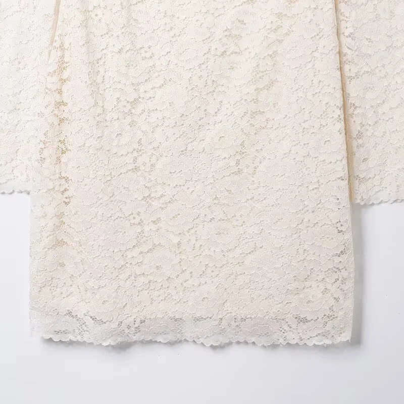 2025 가을 신상품 여성 캐주얼 패션 슬림핏 긴팔 섹시한 백리스 레이스 미니 드레스