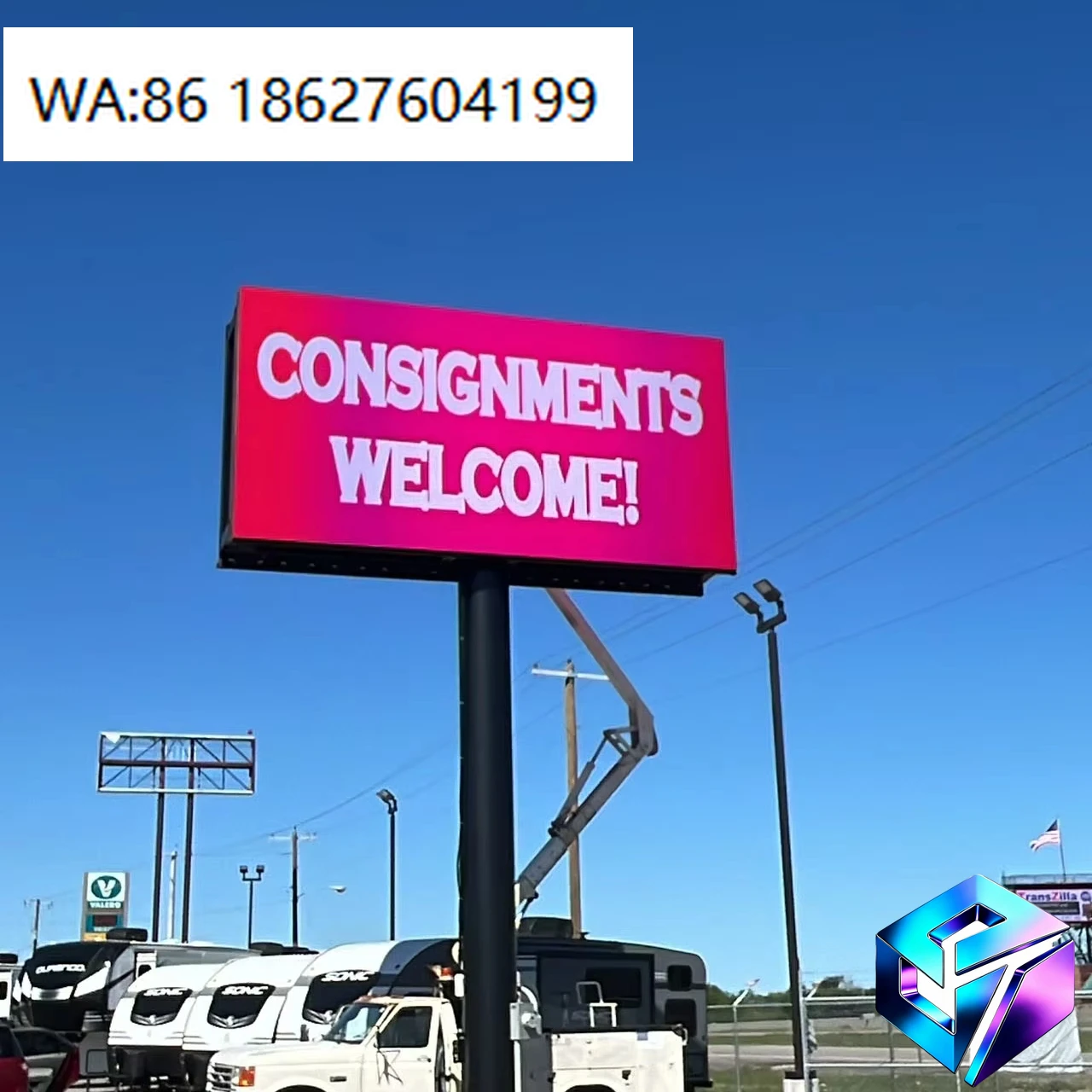 Outdoor 4X8ft Full Color LED Electronic Sign Board Street Pole Waterproof Digital Billboard For Store Business Promotion