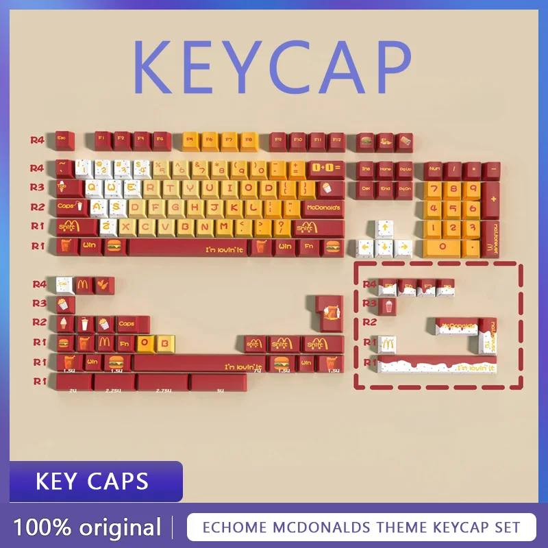 Mcdonald Theme KeyCap Computer Peripheral Red Pbt Dye Sublimation Customized Key Caps Alice Hhkb Mda Koa Original Key Caps