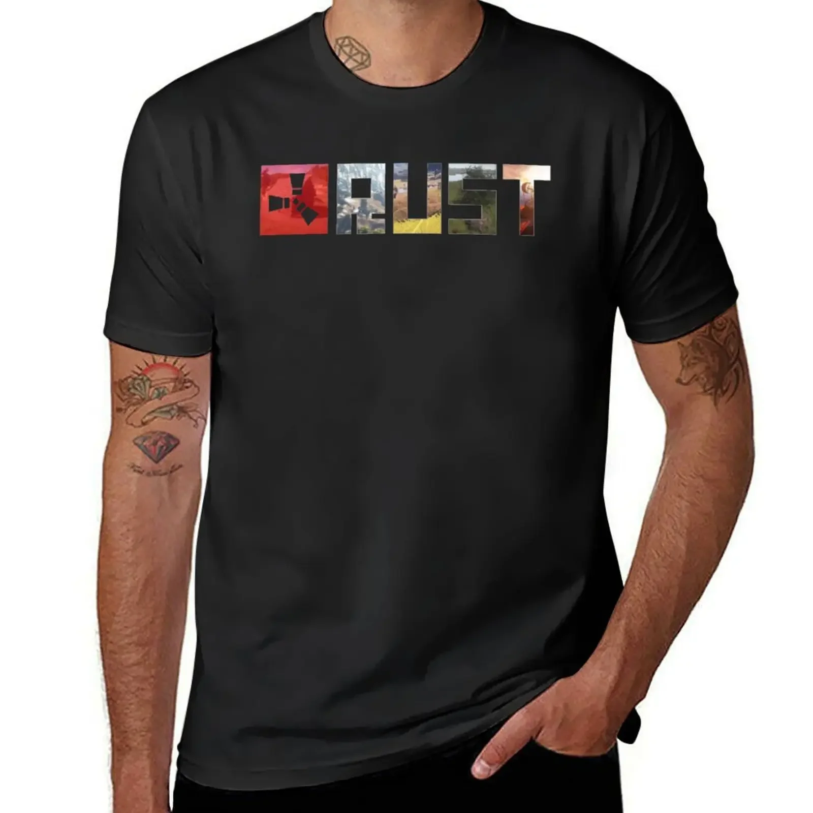 Camiseta con logotipo de juego de óxido para hombres, ropa estética personalizada, camisetas ajustadas con estampado de animales