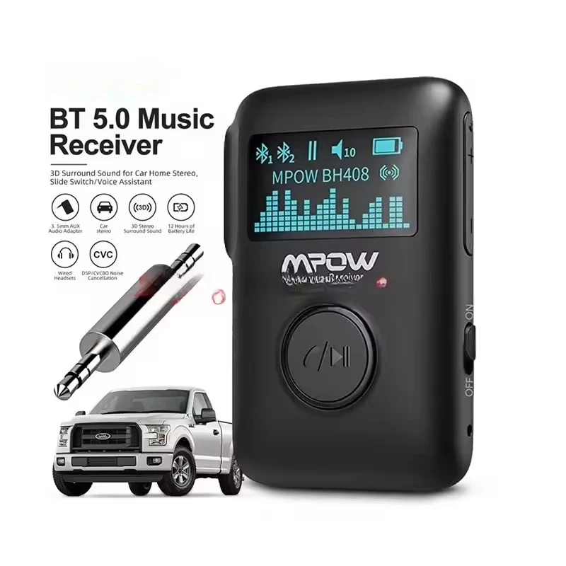 Bluetooth receiver Mpow car aux audio wired to wireless, Qualcomm QCC3003 chip, music 3D surround sound
