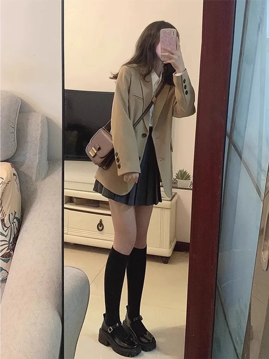 

Elegant Women's Casual Suit Jacket British Style Spring Autumn New Arrival Korean Version Street Style Small Size Friendly