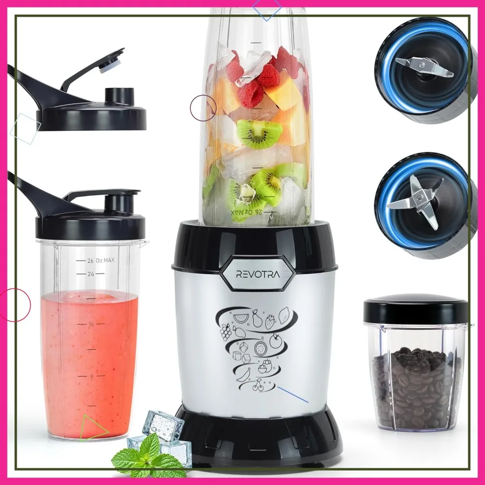 

1200W Personal Blender with 2 Travel Cups, Perfect for Smoothies, Frozen Drinks & Protein Shakes