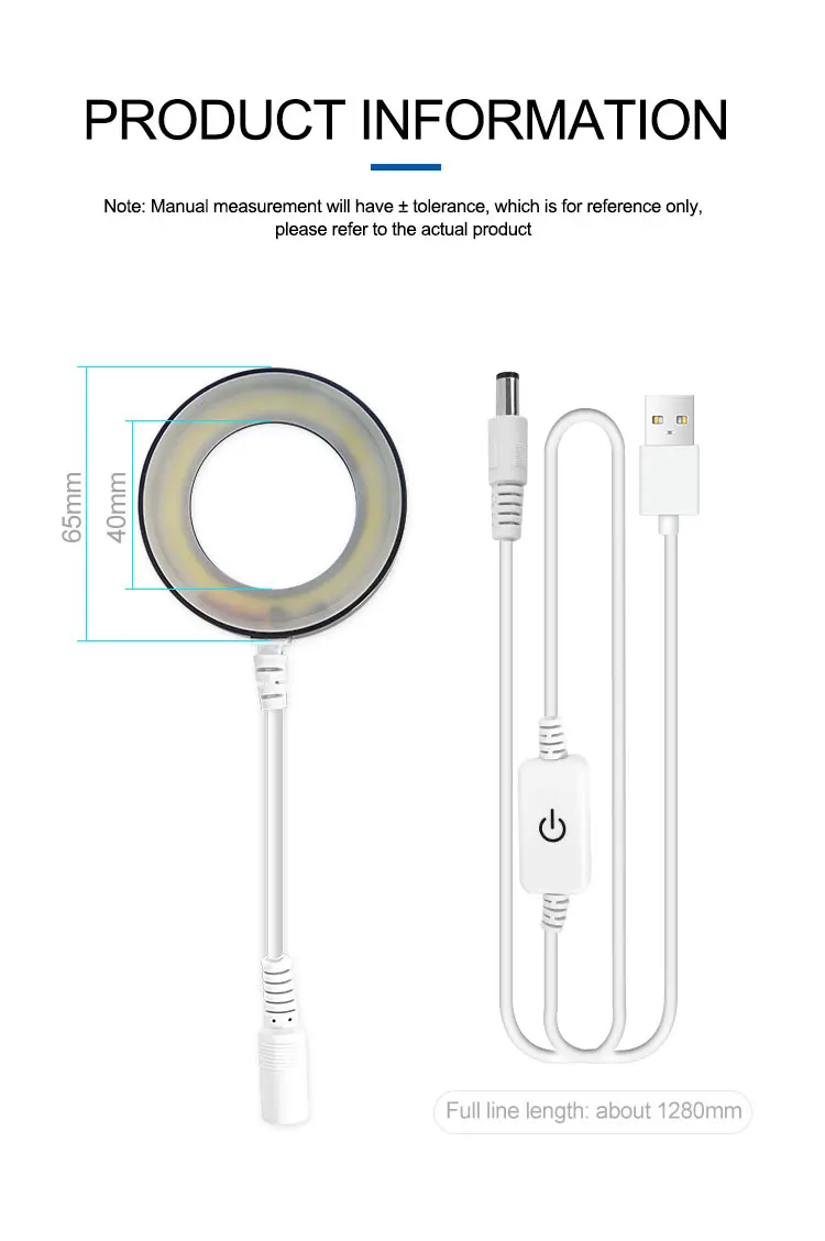 Microscopio Sunshine con fuente de luz blanca, lámpara de anillo de espejo a prueba de polvo, protector antifuma, doble lupa, 36 LED, SS-033C