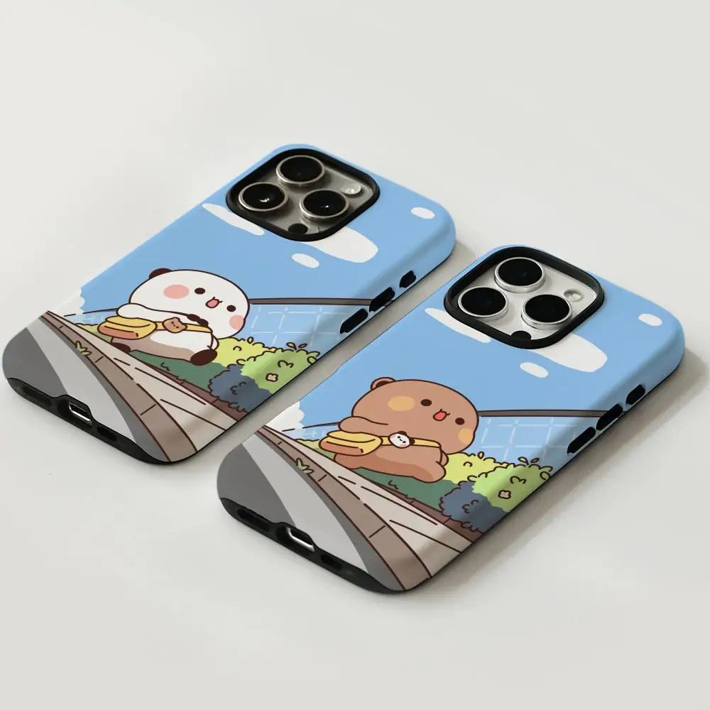 Cartoon Bu DuDu Handyhülle für iPhone 17, 16, 15, 14, 13, 12 Pro Max Plus, glänzende HD-Doppelschicht-Flüssigkeits-Hartschale
