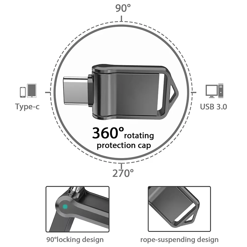 Xiaomi-Clé USB 3.0, 2 To, Haute Vitesse, 512 Go, Wild Type-C, Utilisation Touriste pour Téléphone Portable, Ordinateur, Métal