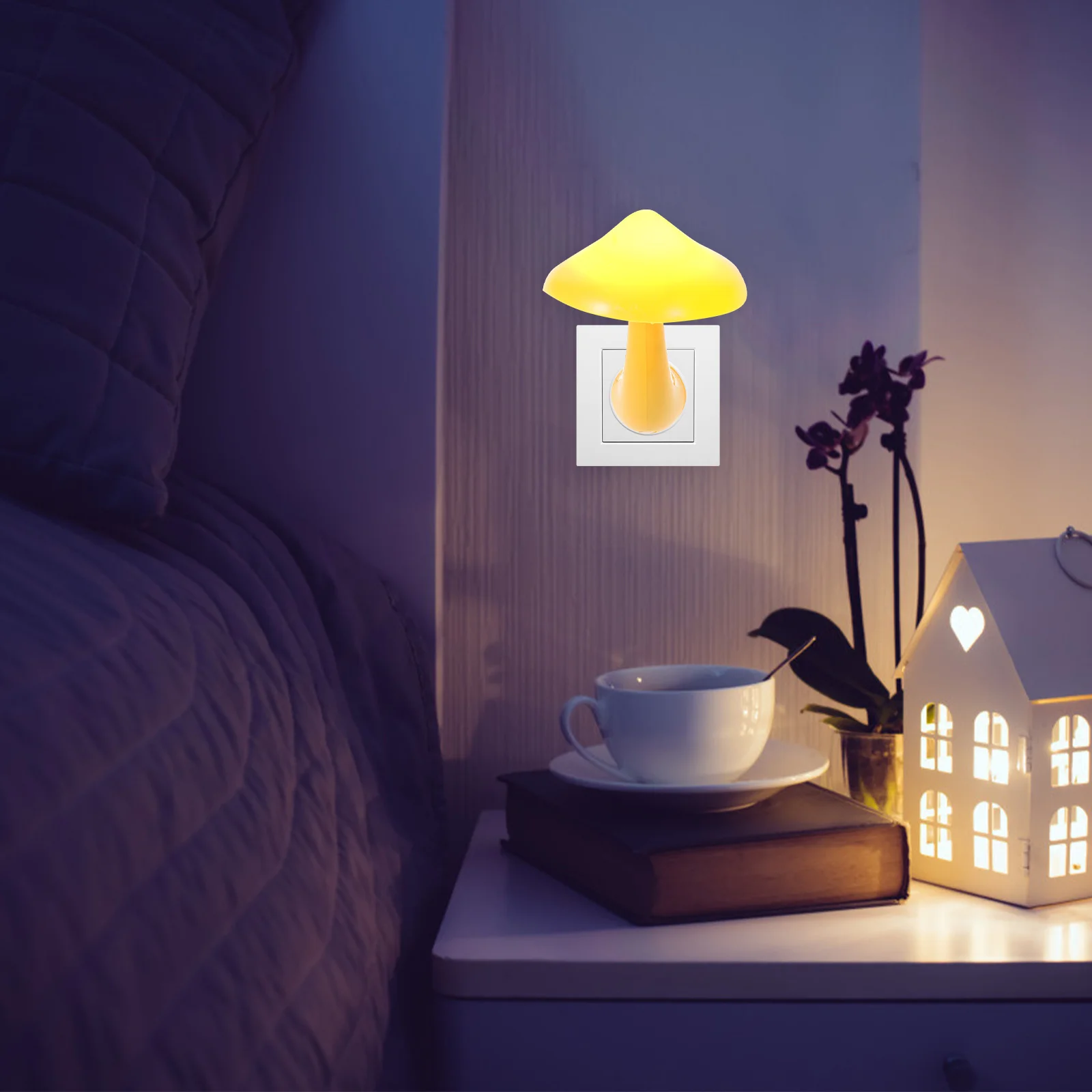 

Mushroom LED Night Light Wall Plug-in Bright Yellow Energy Saving Lamp for Living Room Bedroom Party LED Lights