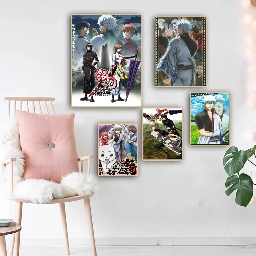 

Anime Gintama Poster Self-adhesive Art Poster Whitepaper Prints Posters Artwork Aesthetic Art Wall Painting