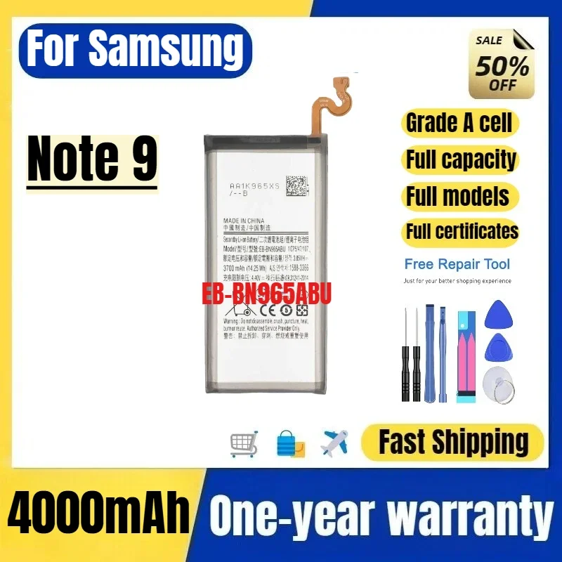 EB-BN965ABU for Samsung Note9 Mobile Phone Battery High Quality High Capacity Battery Replacement Bateria Grade A Cell with Tool