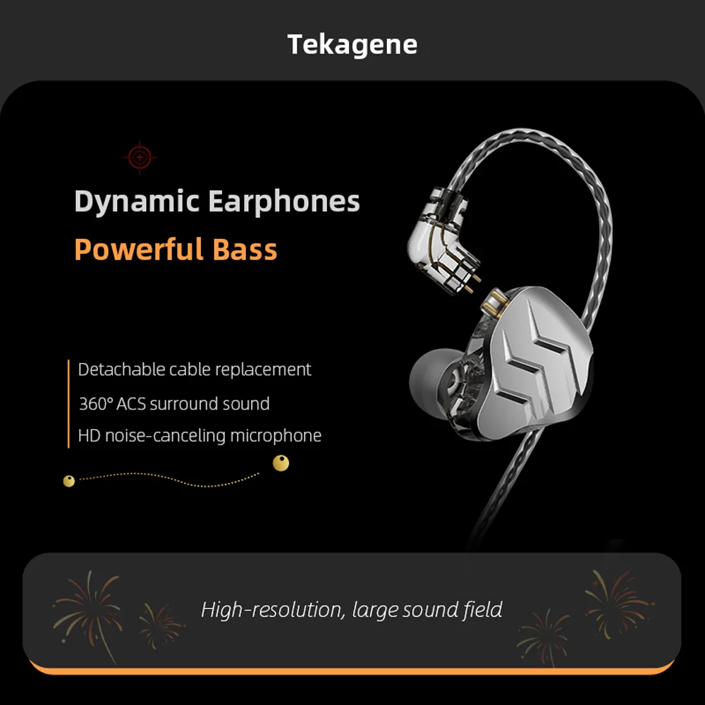 

Dynamic Earphones HIFI Bass Earbuds In Ear Monitor Sport Noise Cancelling Headset Detachable Cable with USB Type C 3.5mm Jack