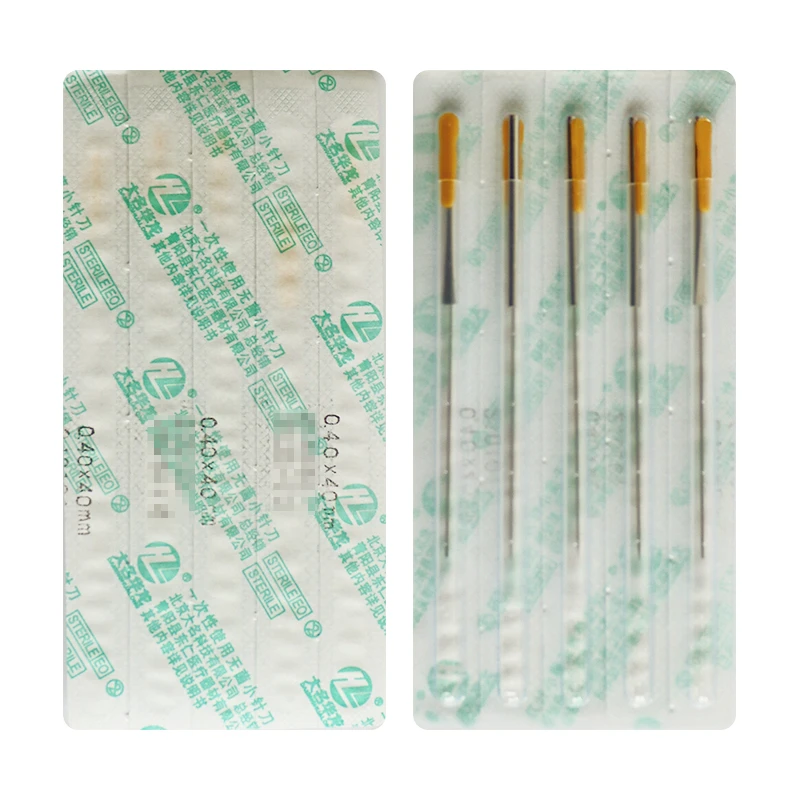 100 Sharp Tip Aluminium Handle Disposable Sterile Acupuncture Small Acupotome Needle Knife Blade Ultrafine Needle Acupotomology