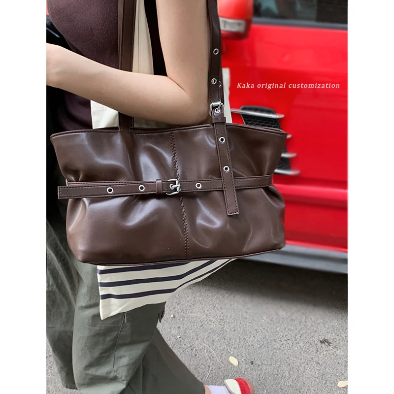 

Большая женская сумка-тоут в стиле ретро, модная сумка на одно плечо для подмышек, модная сумка, повседневная сумка на молнии из искусственной кожи