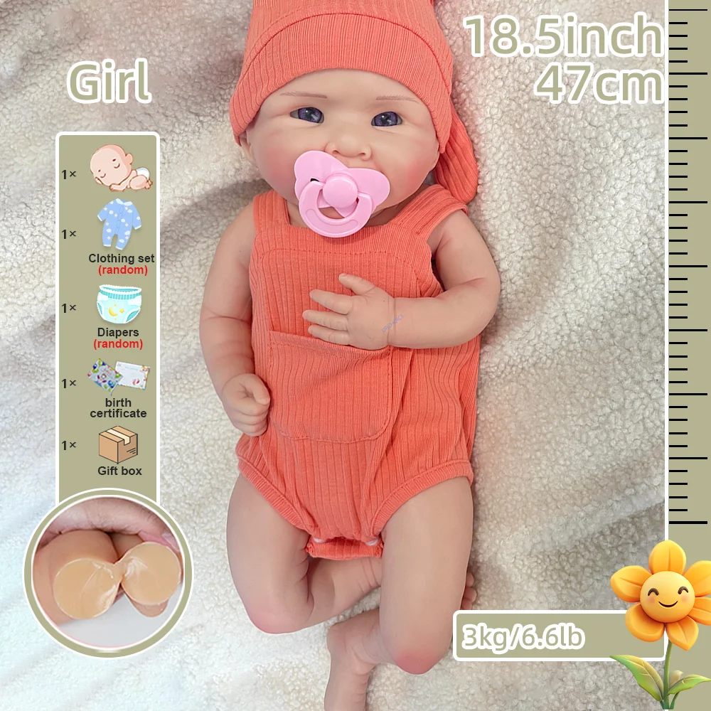 Macio bonito 18 "silicone reborn bebê menina boneca realista corpo inteiro platina silicone renascimento boneca para o natal páscoa crianças presente