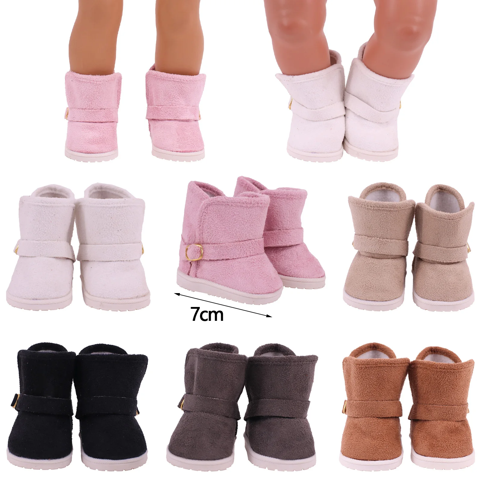 7Cm Doll Shoes Doll Plush Boots Shoes Fit 18 Inch American Doll&43Cm Baby New Born Doll Clothes Girl Accessories