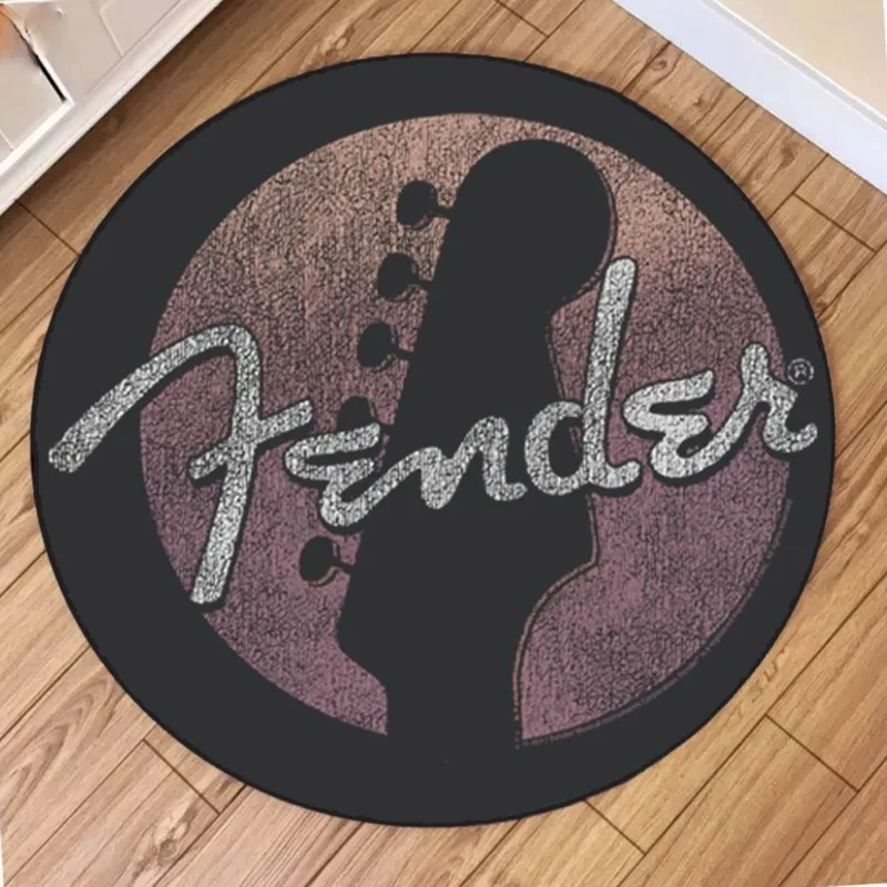 

Tapete Redondo Fender Guitarra — Grande Antiderrapante para Sala e Quarto — Flanela Resistente à Sujeira para Decoração Moderna