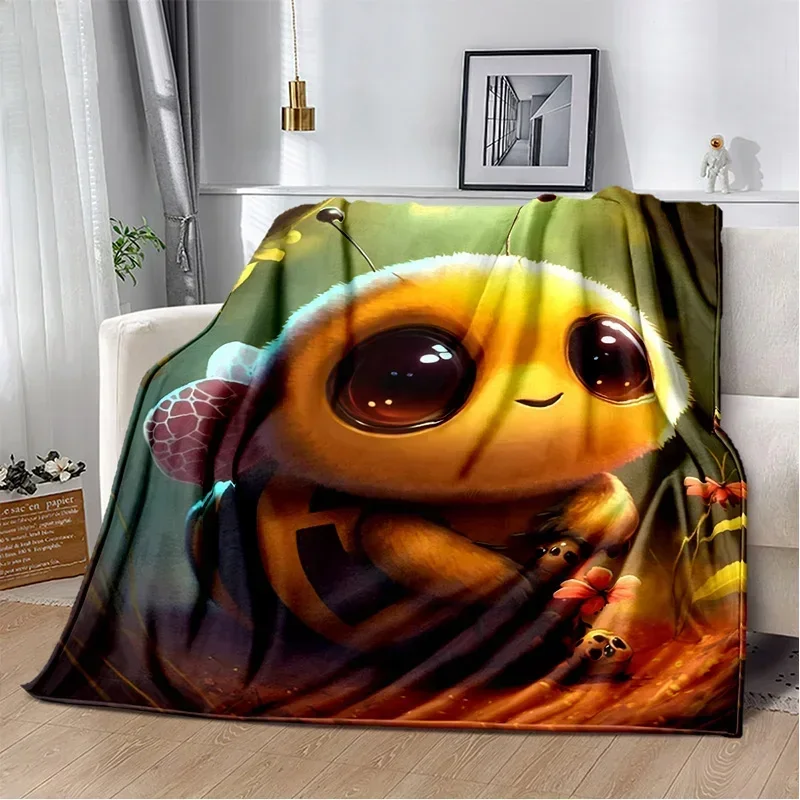 Cute Bee Honey Insect Cartoon Blanket,Soft Throw Blanket for Home Bedroom Bed Sofa Picnic Travel Office Rest Cover Blanket Kids