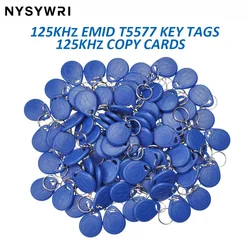 10/20/50/100PCS T5577 RFID key tags keyfobs ID cards buckles, 125KHz RFID writable rewritable copy duplicate access  ID key tags