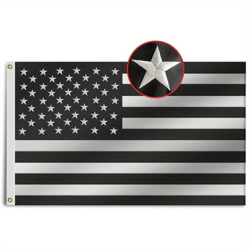 

1 / 3 / 5P Embroidered Black and White American Protest Flag, American Holiday Flag Decorative Gift Patio House Banner