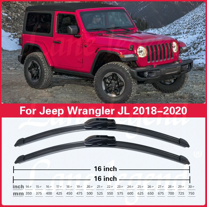 ل جيب رانجلر JL 2018 2019 2020 16 "16" اكسسوارات السيارات الزجاج الأمامي ممسحة الزجاج الأمامي شفرة فرش مساحات U نوع J السنانير #5