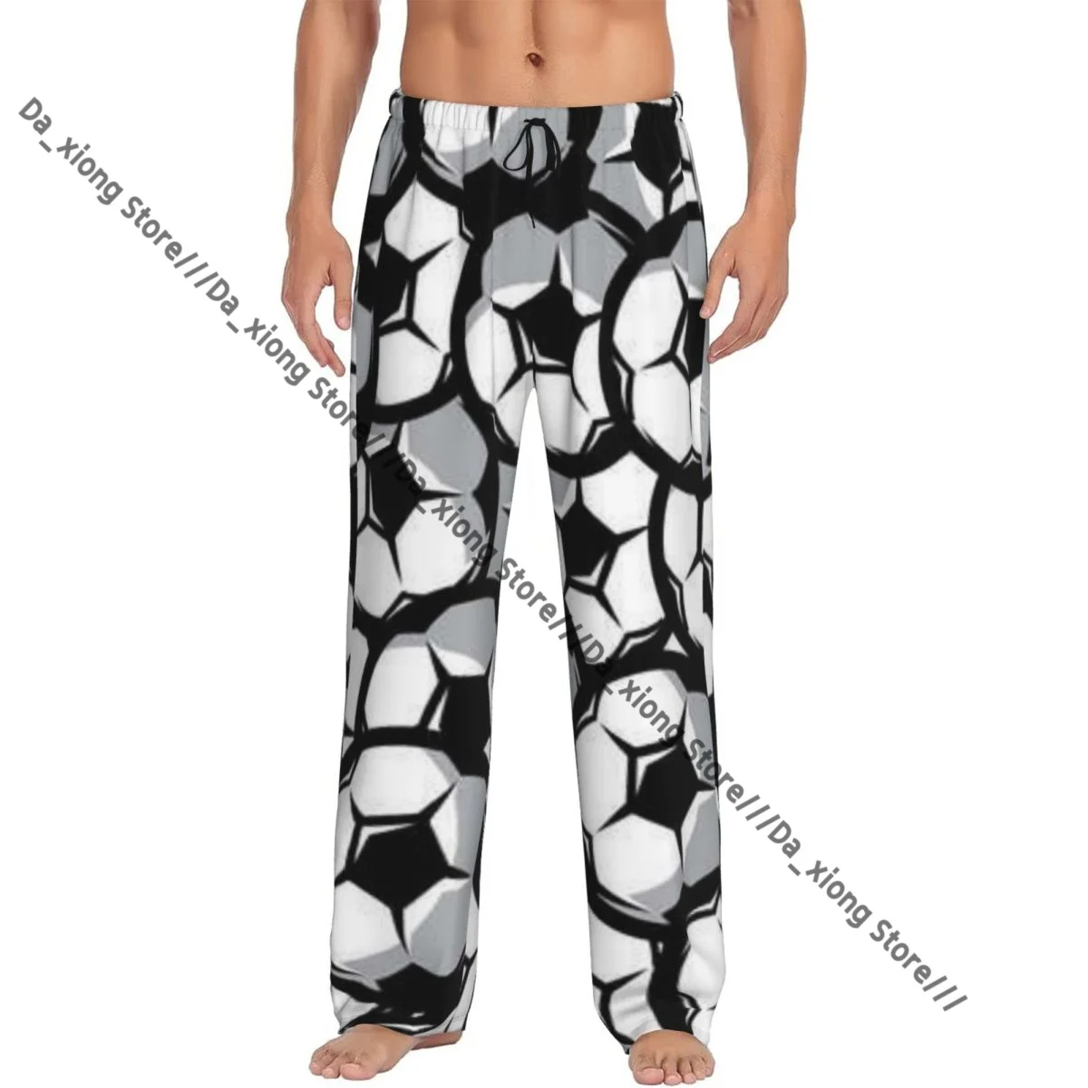 

Мужские пижамные брюки свободного кроя с принтом футбольных мячей, длинные, для дома и отдыха