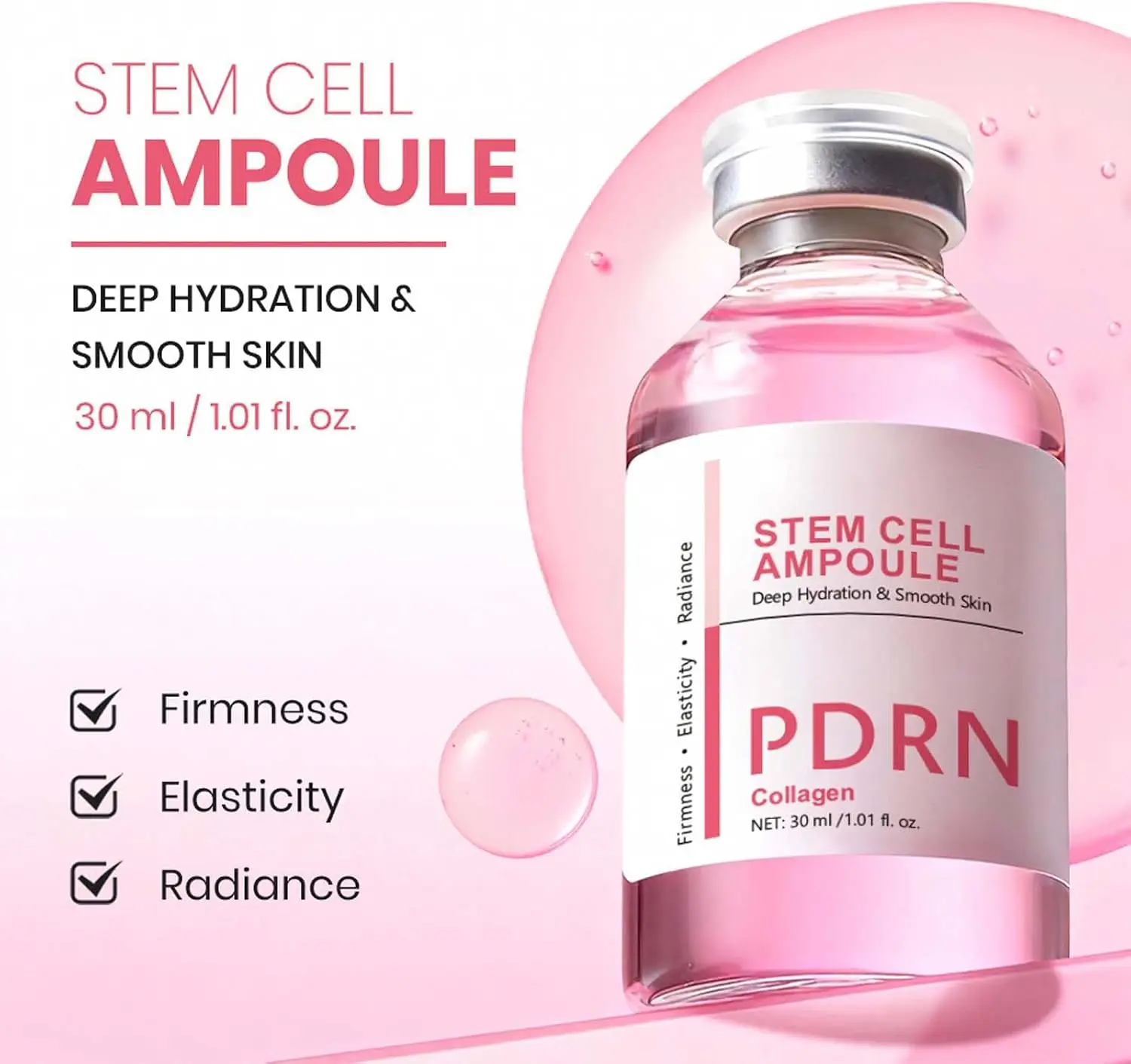 PDRN Serum Korean Stem Cell Ampoule , Hydrating Serum for Glass Skin, Micro Infusion System for Face with Niacinamide