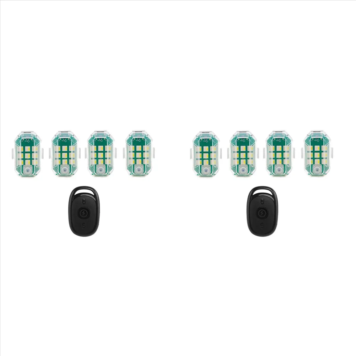 *N21R 8 قطع أضواء ستروب لاسلكية مع جهاز تحكم عن بعد، 7 ألوان USB قابلة لإعادة الشحن أضواء وامضة عالية السطوع للسيارة