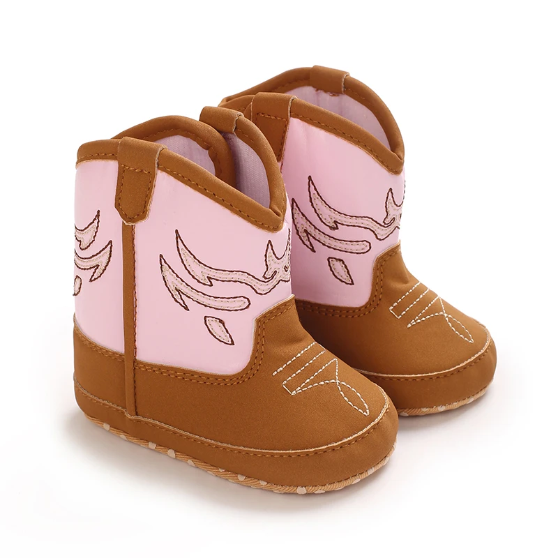 Winter Warm Western Cowboy Style Baby Boots Soft Soled Comfortable Walking Shoes For Boys Girls 0-18M view 2
