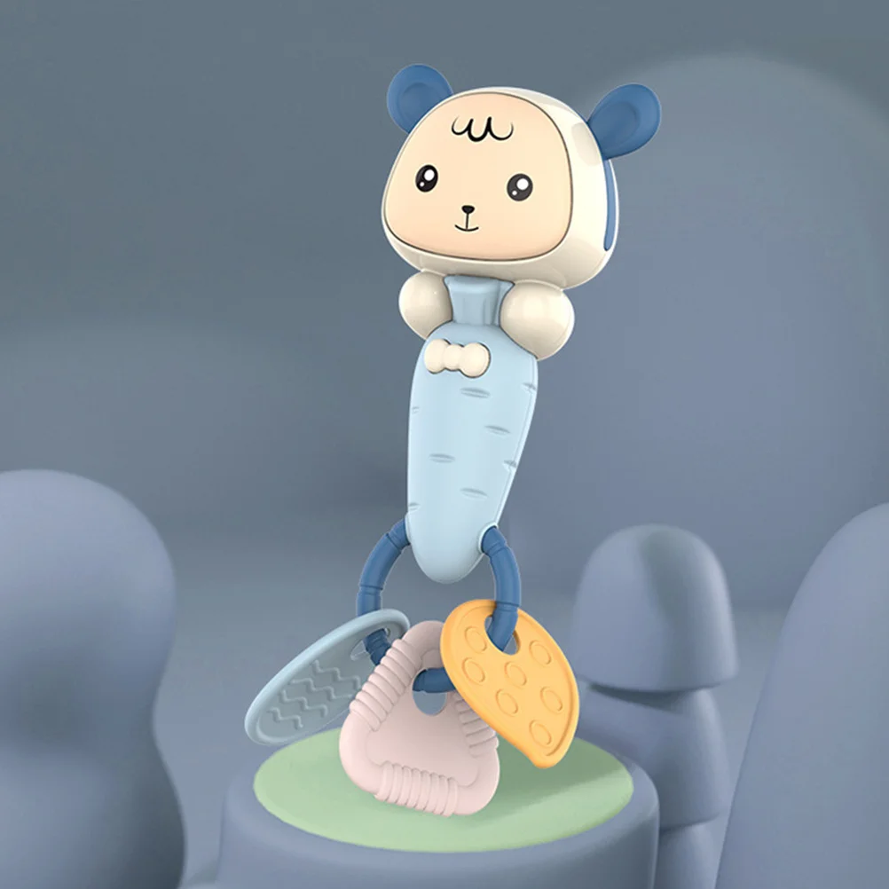 

1Pcs Baby Teether Blue Durable Textured Molar Stick Toddler Teething Relief Sensory Rattle Educational Plaything