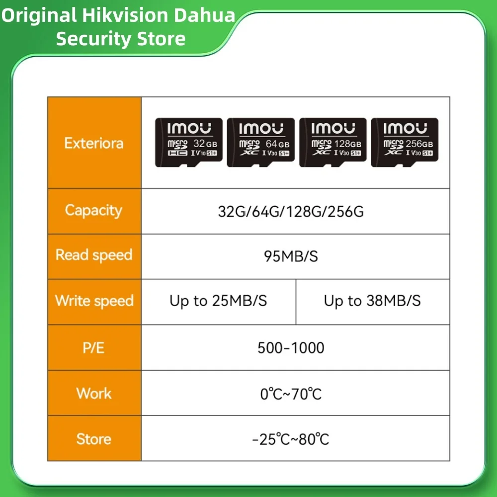 Dahua Imou MicroSD S1 Series Memory SD Card 32G 64G 128G 256G for IP Camera Doorbell Station High-Speed Reading of VTO VTH