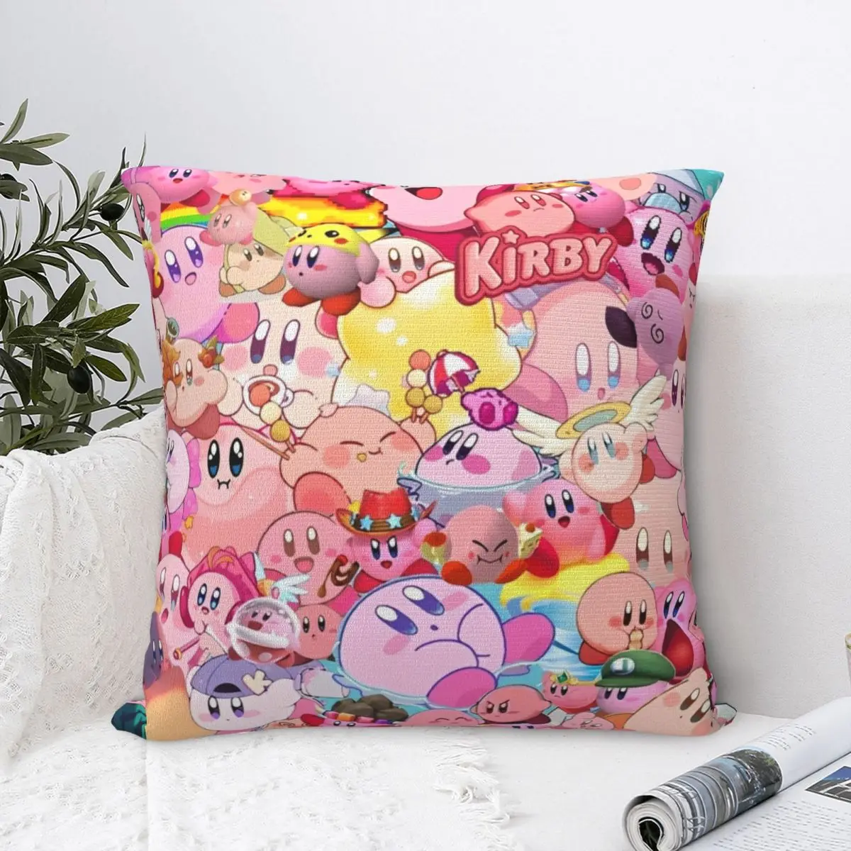 Cute Kawaii K-irby Pillow Cases Cartoon Cushion Cover Novelty Decorative Pillowcase for Seat 45x45cm