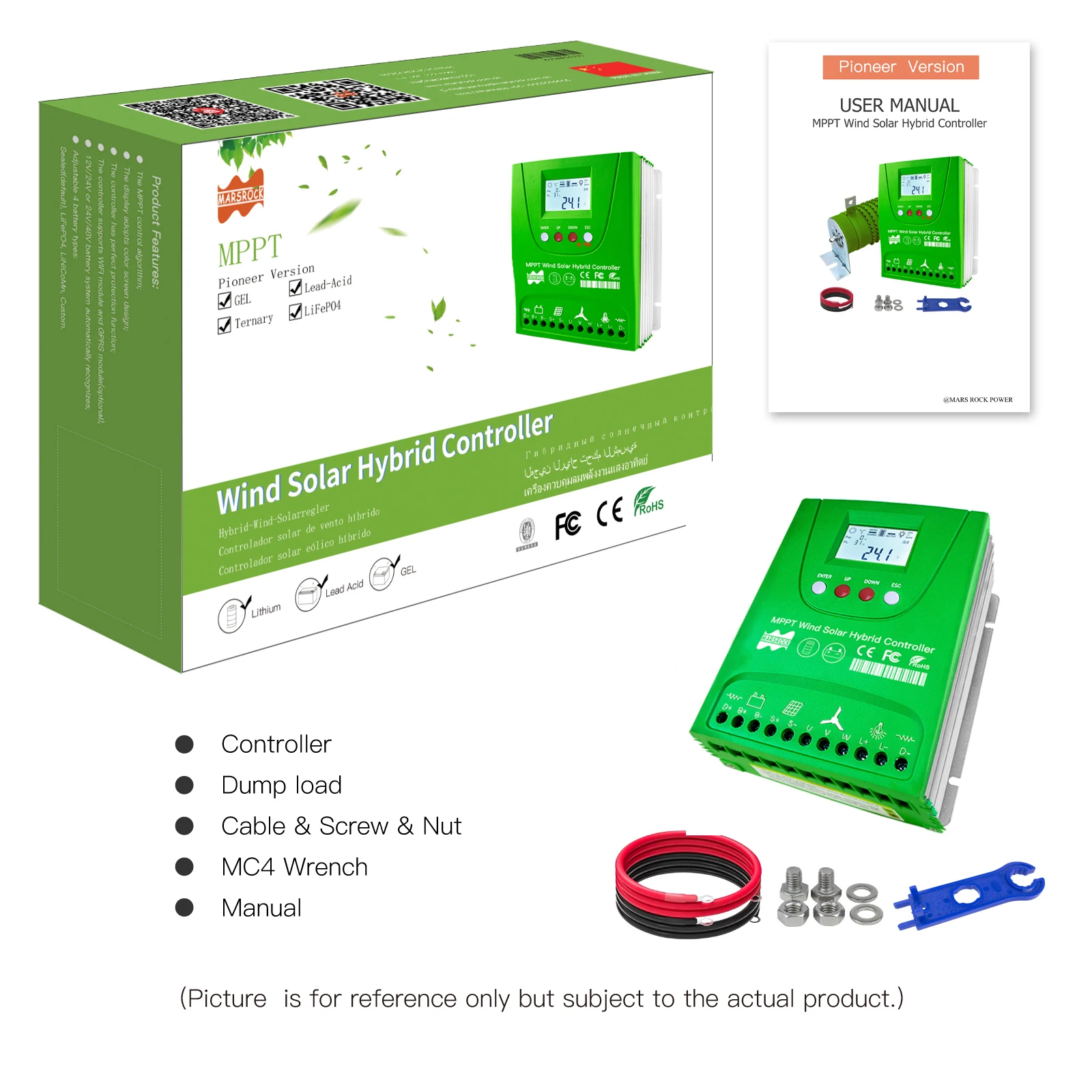 12V 24V 48V 2400W MPPT Hybird Regulator ładowania słonecznego Bluetooth Regulator Generator wiatrowy do Lifepo4 litowo-ołowiowego kwasu