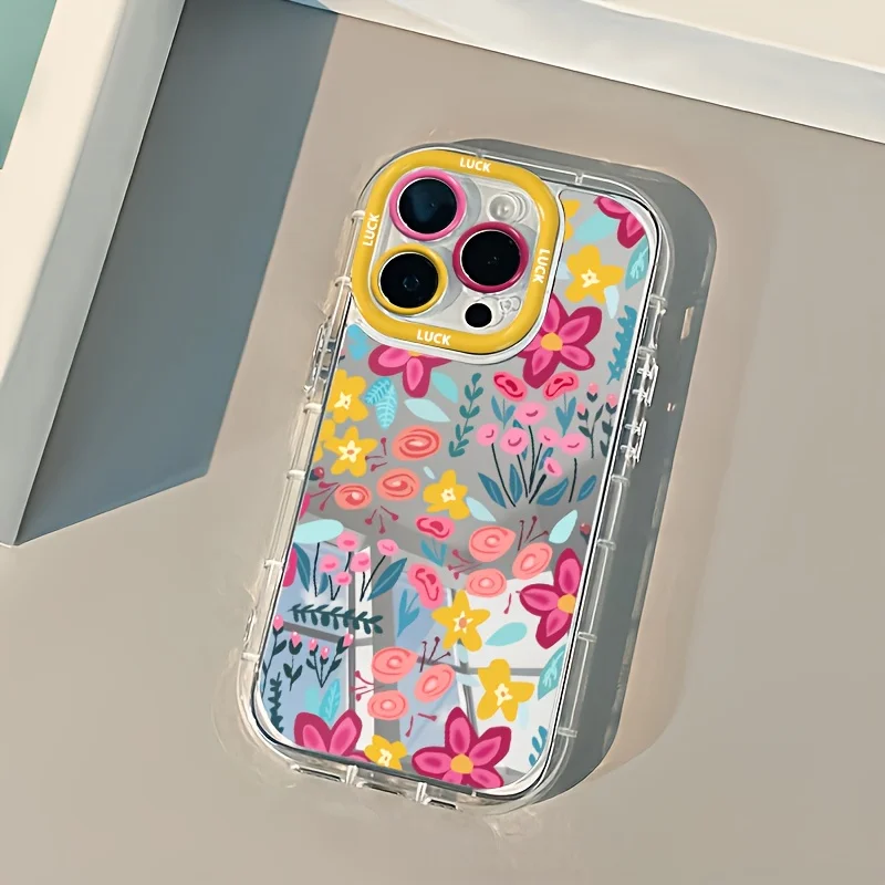 Vibrant Floral Pattern Designs Phone Case For IPhone 17 16 15 14 13 12 11 Pro Max 7 8 Plus XR X XS 16E 17E Luxury Mirror Cover_voghion.com