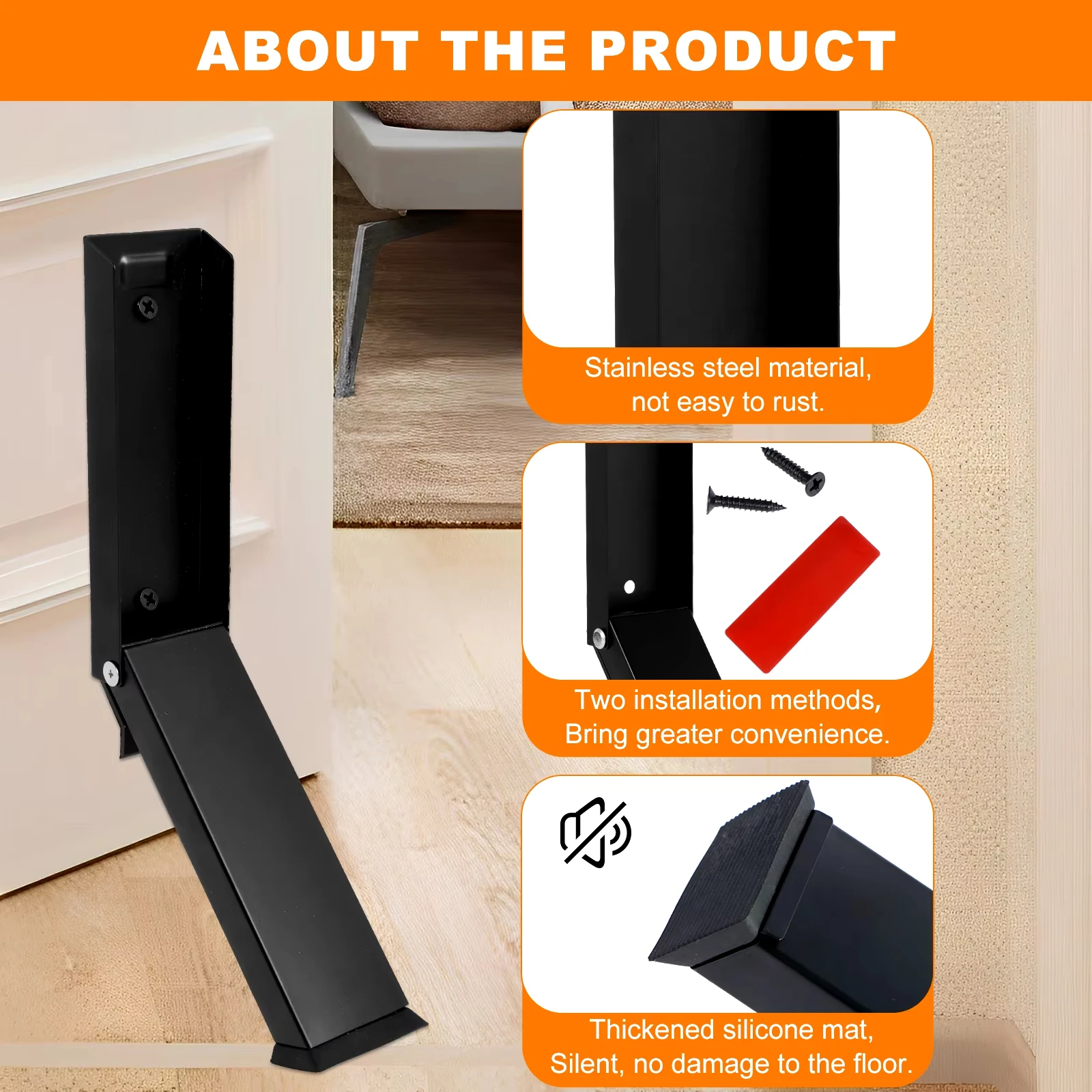 Door Stopper Stainless Steel Strong Suction Wall Protector Pedal Kick Down Door Stop Anti Collision Floor Holder for Home Hotel image 5