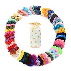 60 sztuk Scrunchies z miękkiego aksamitu Scrunchies i satynowe gumki do włosów dla dziewczynek jedwabne elastyczne opaski do włosów Scrunchies dla kobiet