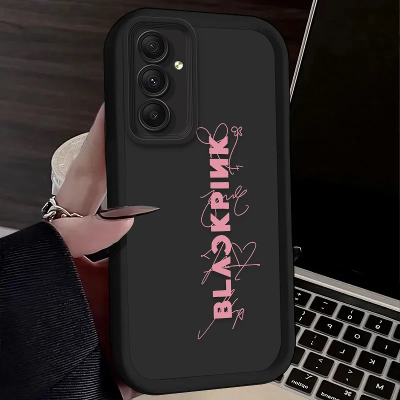 B- Black Pinks Korea Gir Soft Case for Samsung Galaxy A35 A55 A15 A25 A16 A06 A05 A05S A24 A13 A23 A12 A22 A32 A52 A71 A51 4G