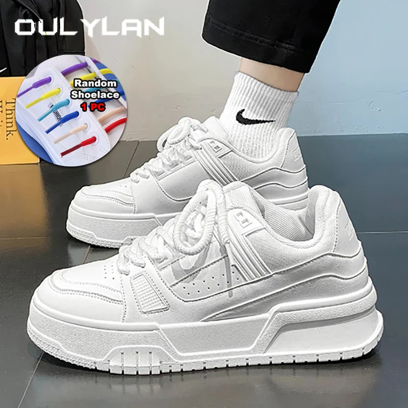 

Oulylan Spring Pure Color Sport Shoes Men Breathable Casual Footwear Outdoor Thick Soled Sneakers Classic Lace Up Board Shoes