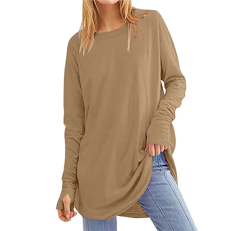 

ABP-Womens Trendy Fall Tops Oversized Long Sleeve Thumb Holes Shirts Casual Crewneck Loose Fit Fashion Clothes