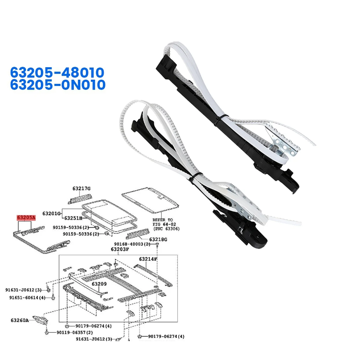 1Set Car Sunroof Sliding Roof Drive Cable Sub-ASSY 63205-48010 63205-0N010 for Toyota Rav4 Corolla Camry Vios Highlander