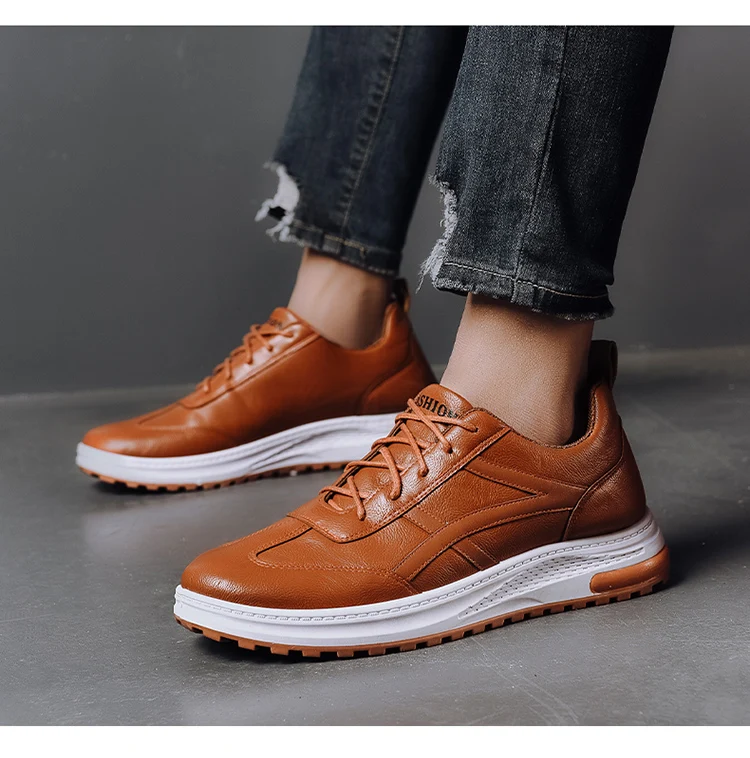 PU Leather Men Shoes Fashion Sports Casual Anti-Slip Waterproof Outdoor Sneakers Size 39-44
