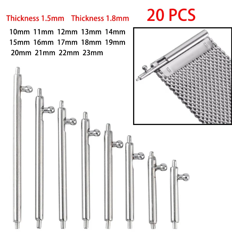 

20pcs Quick Release Link Pins Width 18/20/2/23mm 10-17mm 1.5mm/1.8mm Diameter Spring Bars for Smart Watch Strap Bracelet