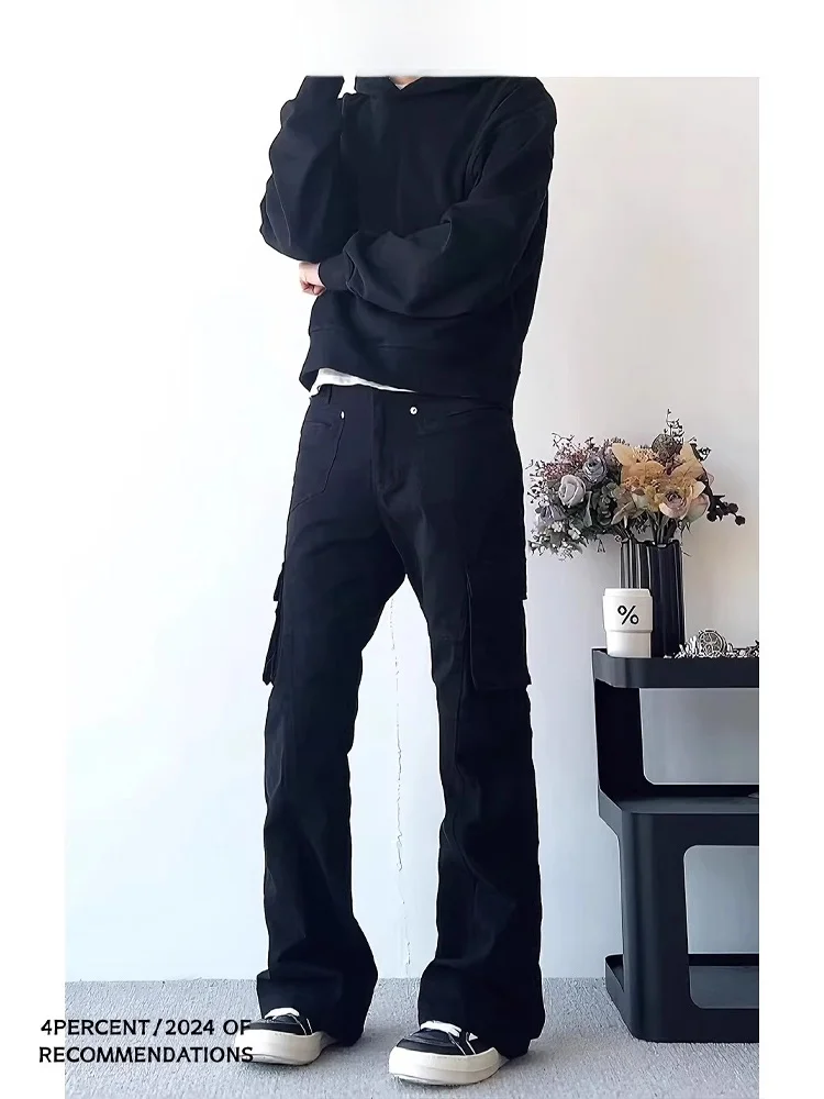 Cleanfit American Retro Multi ket Workwear Jeans Slimming High Rise Casual Pants Wide Leg Jeans mid Waist Spring Youth Trend