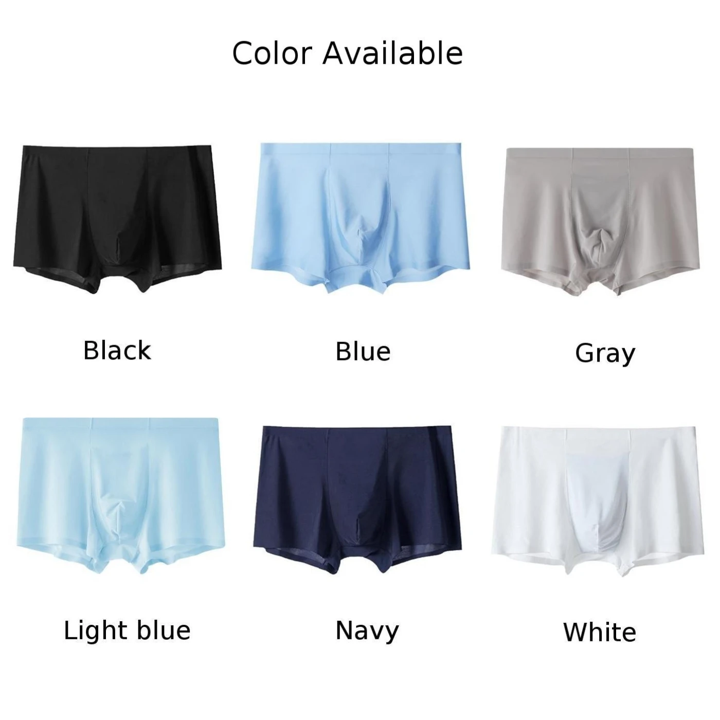 Men's Ice Silk Underwear U Convex Elastic Boxer Briefs Shorts Thin Breathable Pouch Underpants Male Trunks Low-Waist Panties