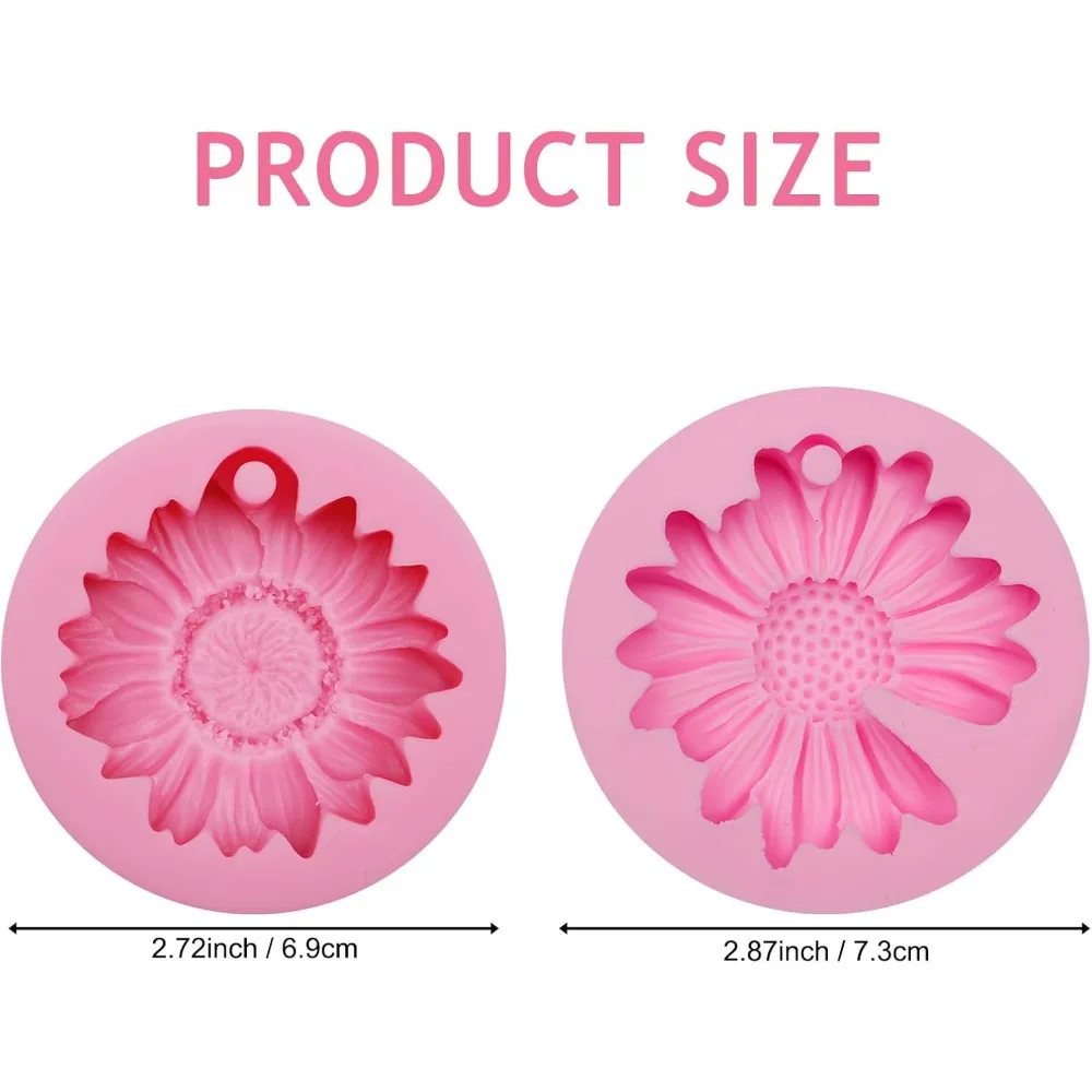 

US Shipping Sunflower Daisy Silicone Mold for Fondant Cake Decorating Pink Flower